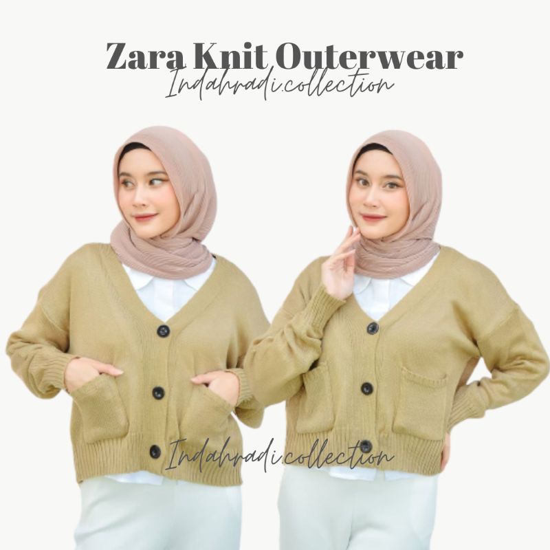 CARDIGAN ZARA CROP KNIT OVERSSIZE CARDI RAJUT WANITA