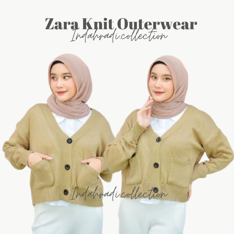 CARDIGAN ZARA CROP KNIT OVERSSIZE CARDI RAJUT WANITA