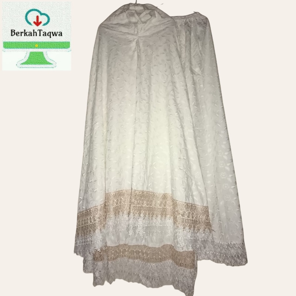 Mukena Katun Bordir Premium Mukena Putih Polos Renda Rumbai Mukena Haji Umroh Adem Tebal/Mukena Dewa