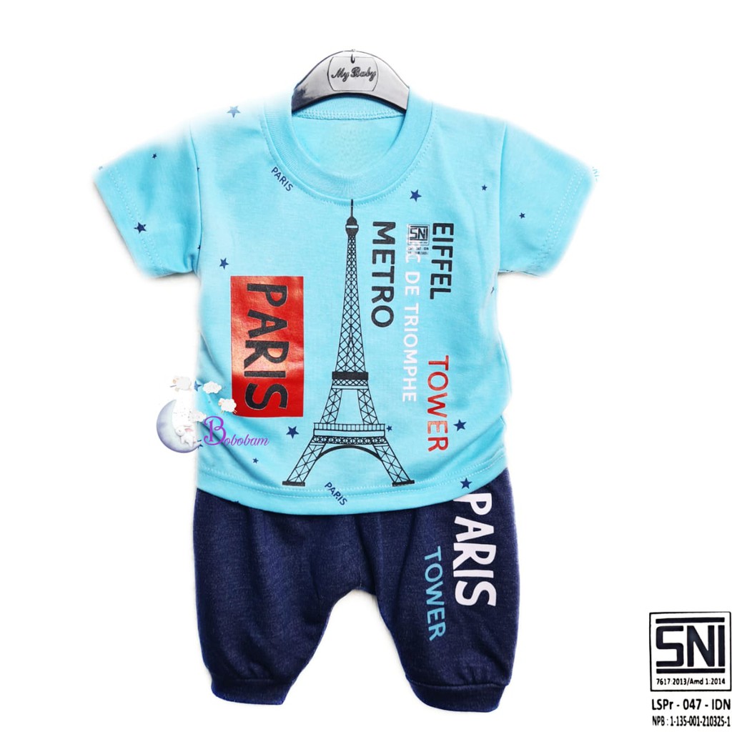 BOBOBAM BAJU BAYI LAKI LAKI  SETELAN ANAK COWO LUCU STELAN 6 12 BULAN COWOK PARIS