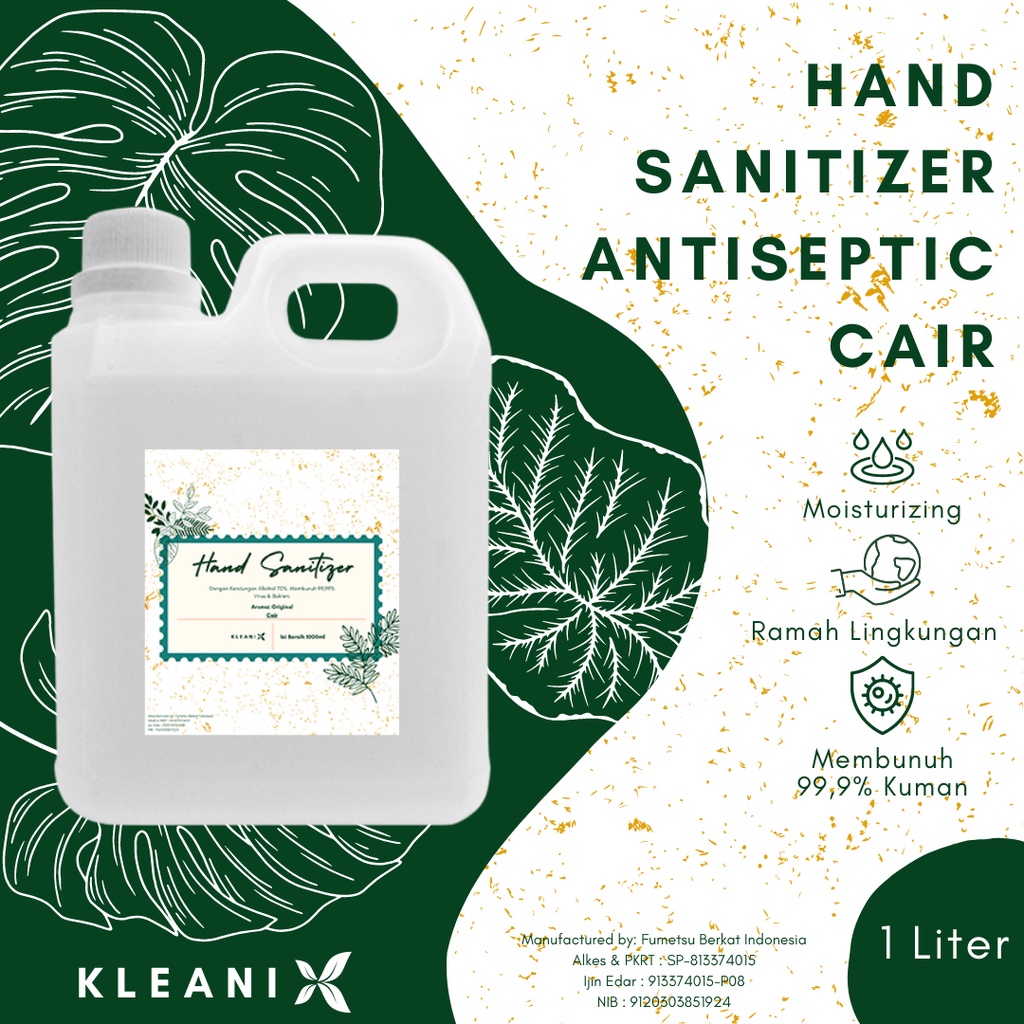 KLEANIX - Hand Sanitizer Antiseptic Cair 1 Liter / 1000 ml Kemasan Jerigen / Refill