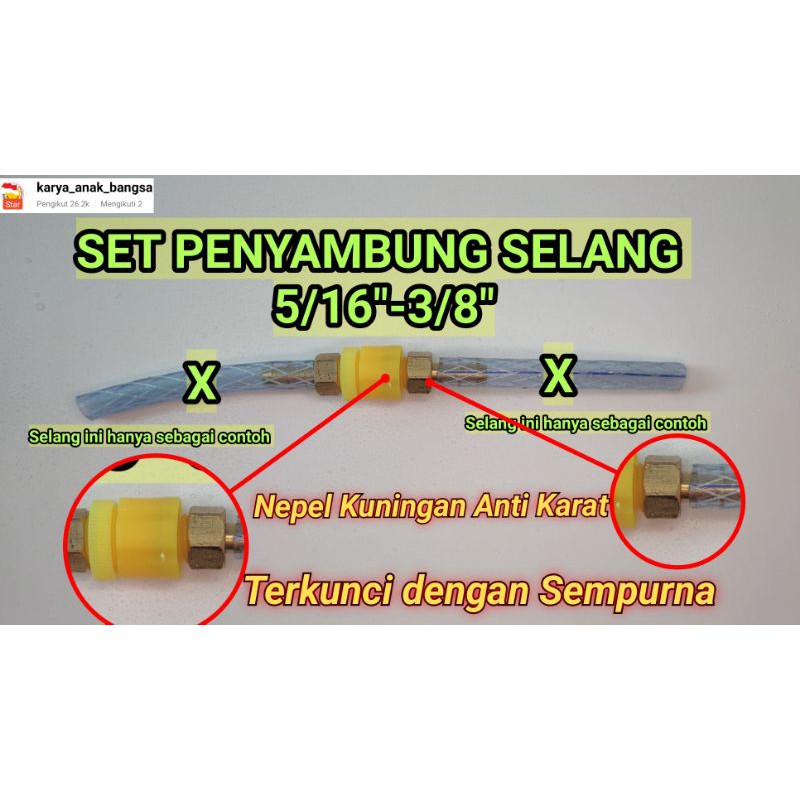 🈂️ Set Lengkap Konektor Penyambung Selang 5/16&quot; - 3/8&quot;