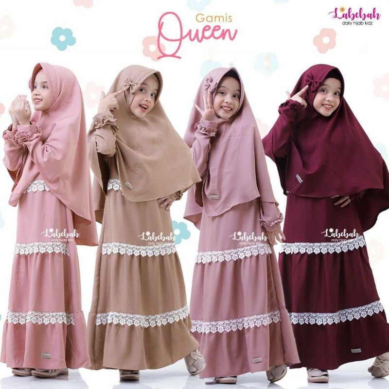 Dress Queen Kids -1 Set- Gamis Pesta Anak Syari Cantik by Labebah