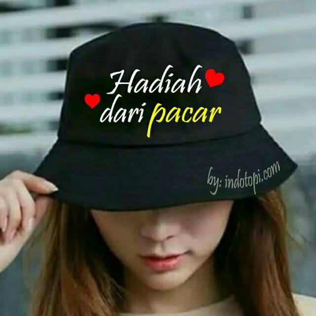 Bordir satuan Bucket hat topi oval Bebas bordr Nama atau Logo