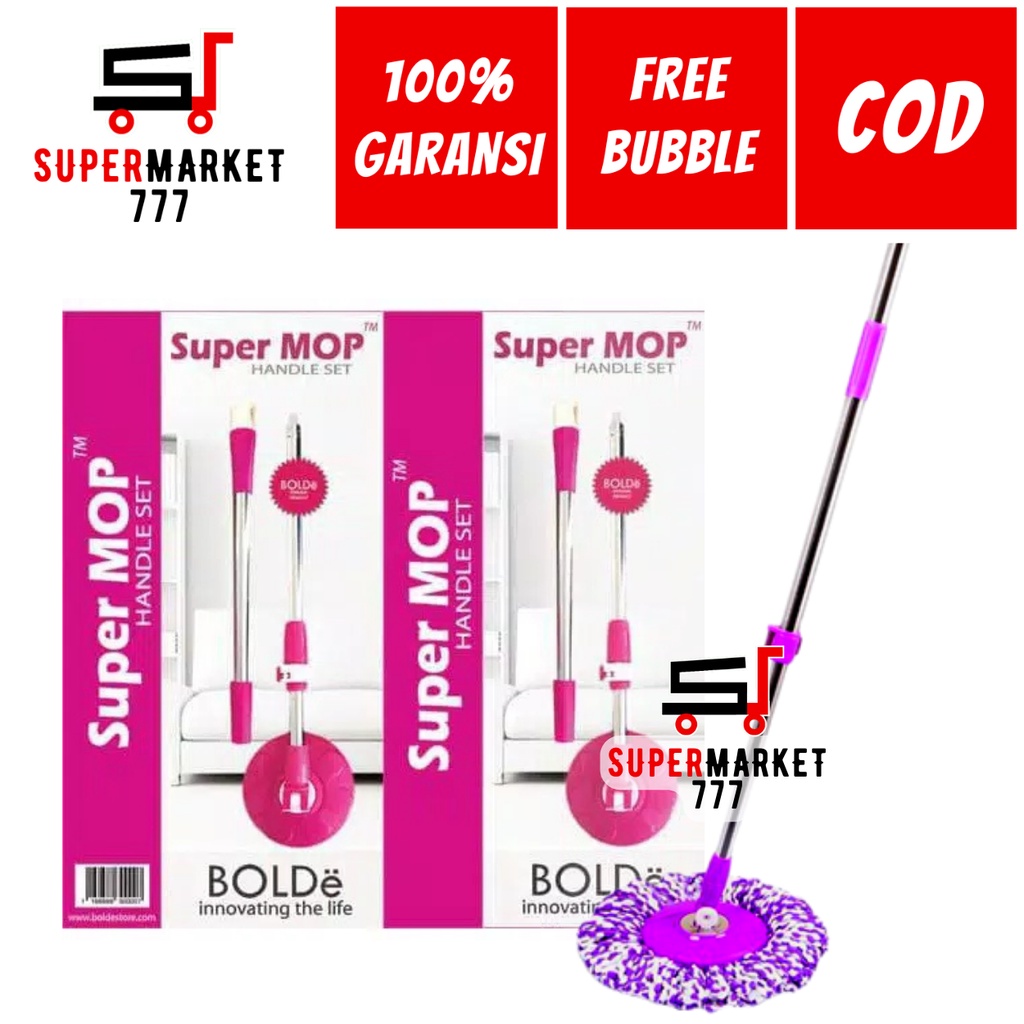 BOLDE HANDLE SET SUPERMOP ALAT PEL TONGKAT PUTAR PEMBERSIH LANTAI HANDLE SET ALAT KAIN LAP TONGKAT P