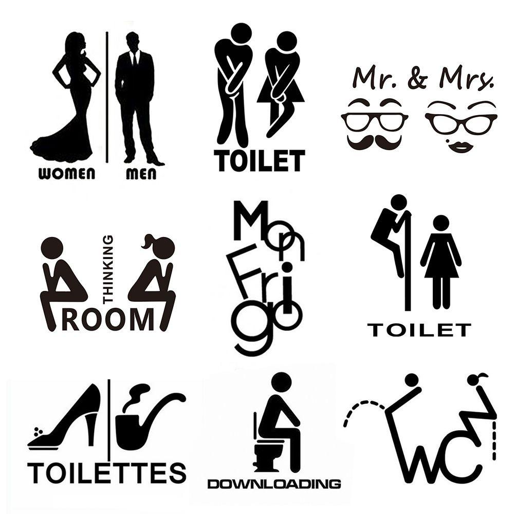 Populer Toilet Decals Tahan Air Removable Home Art Dekorasi Pintu