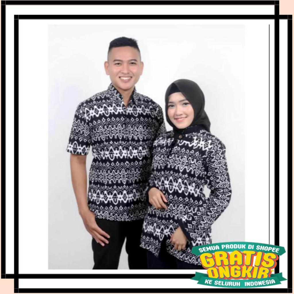 BATIK ANAK DEWASA ORANGTUA ALISAN / Nivana  - Couple Atasan Batik Tribal Monokrom Kemeja