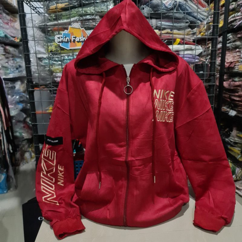 Jaket Suede Import Wanita Fashion XL Besar-Naiki Maron
