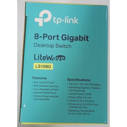 TP-LINK LS108G 8-Port 10/100/1000Mbps Gigabit Desktop Switch TPLINK Metal Case