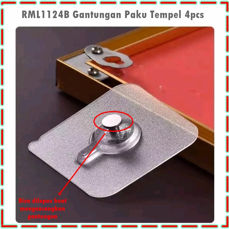 Gantungan Paku Tempel/Magic Hook/Magic Baut Tempelan 4pcs