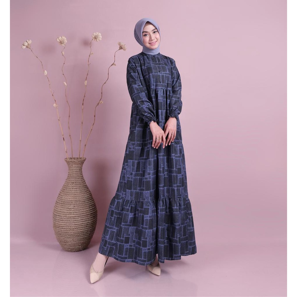 ABA AGENBAJU GAMIS DRESS AYU-AYU 3 BIRU