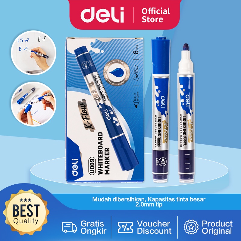 

Deli Whiteboard Marker / Spidol Papan Tulis Tip 2mm Mudah di Bersihkan EU009-XX