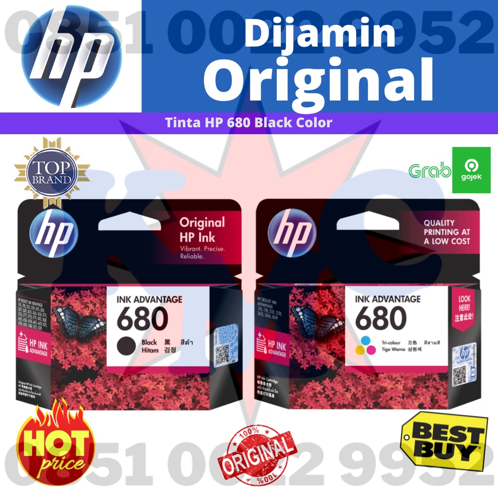 PAKET TINTA HP 680 BLACK + COLOUR ORIGINAL