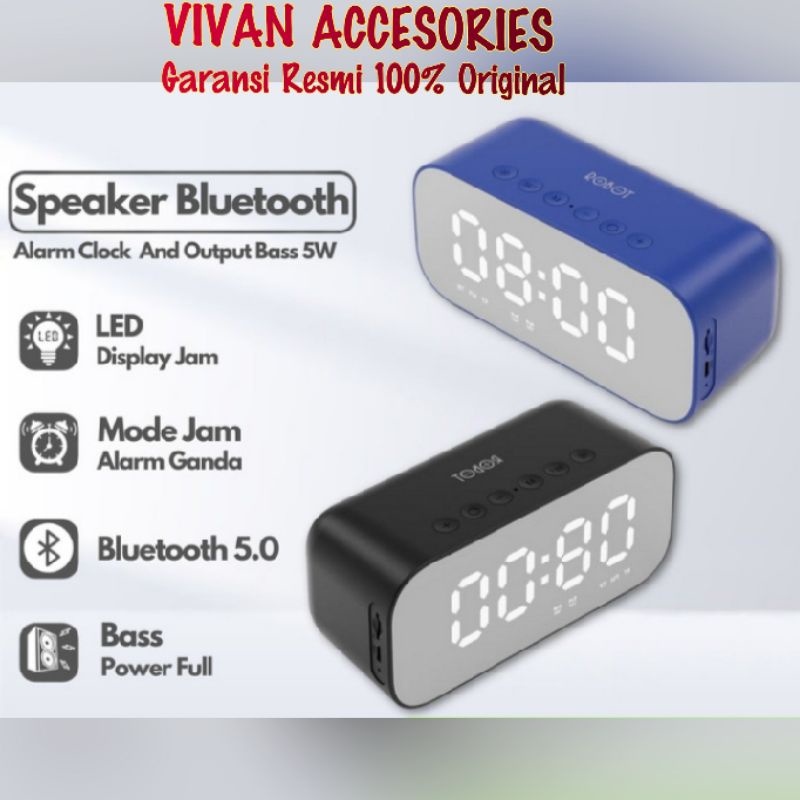 ROBOT RB560 Alarm Clock Bluetooth Speaker LED Display jam meja digital