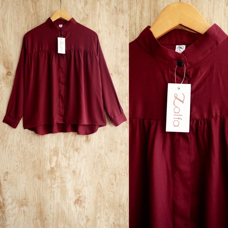 DANIA blouse by ZALFA OUTFIT / blouse polos / blouse wanita murah / blouse rayon-Maroon (R.Twill)