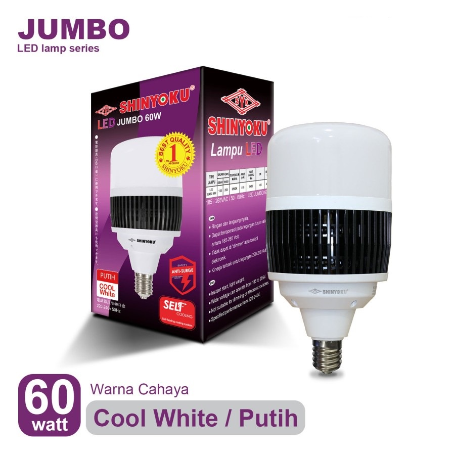 Lampu Led Shinyoku 60 Watt E40 / Lampu Jumbo Shinyoku 60w / Lampu Bohlam 60 Watt / Lampu Led 60w