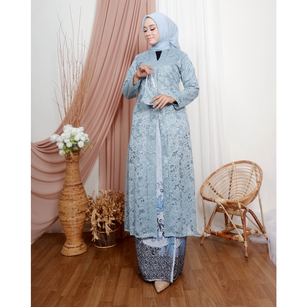 Permata Olshop / Setelan Kebaya Tunik Brokat Hayati / Tunik Tradisional Model Terbaru / Baju Kurung Brukat / Tunik Pesta