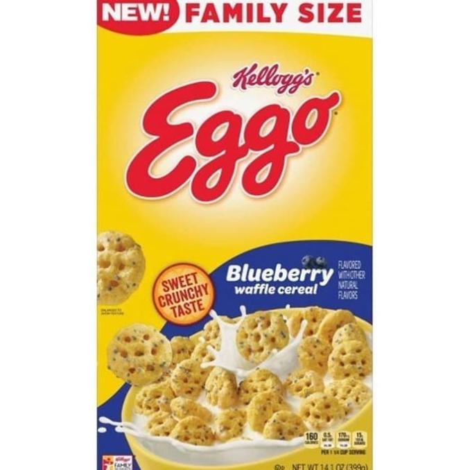 

Kelloggs Eggo Blueberry Waffle Cereal - Sereal Sarapan Rasa Blueberi