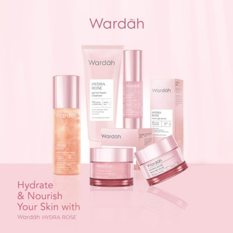 WARDAH Hydra Rose Series (Foam Cleanser | Toner | Serum | Day Gel | Night Gel)