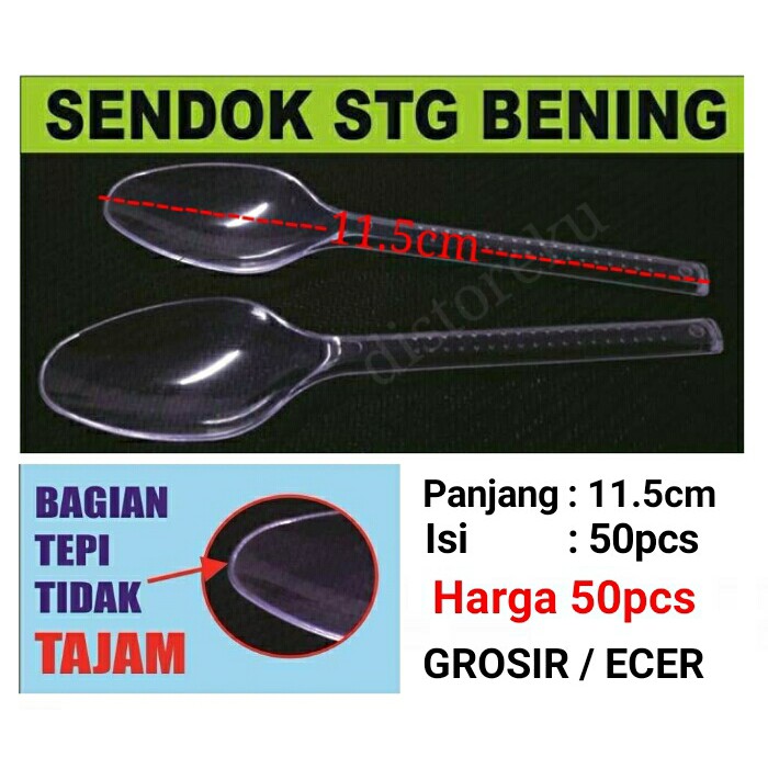 50PCS Sendok Teh STG Plastik Bening Transparan Pudding Yoghurt Cake Ice es Cream Krim