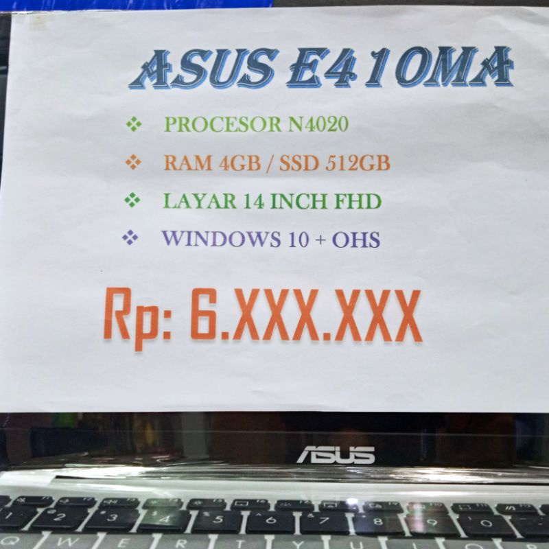 ASUS E410MA N4020 4GB SSD 512GB