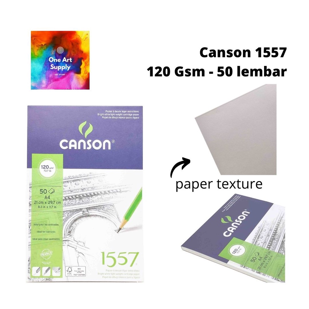 

Canson 1557 120gsm - size A4 isi 50 lember