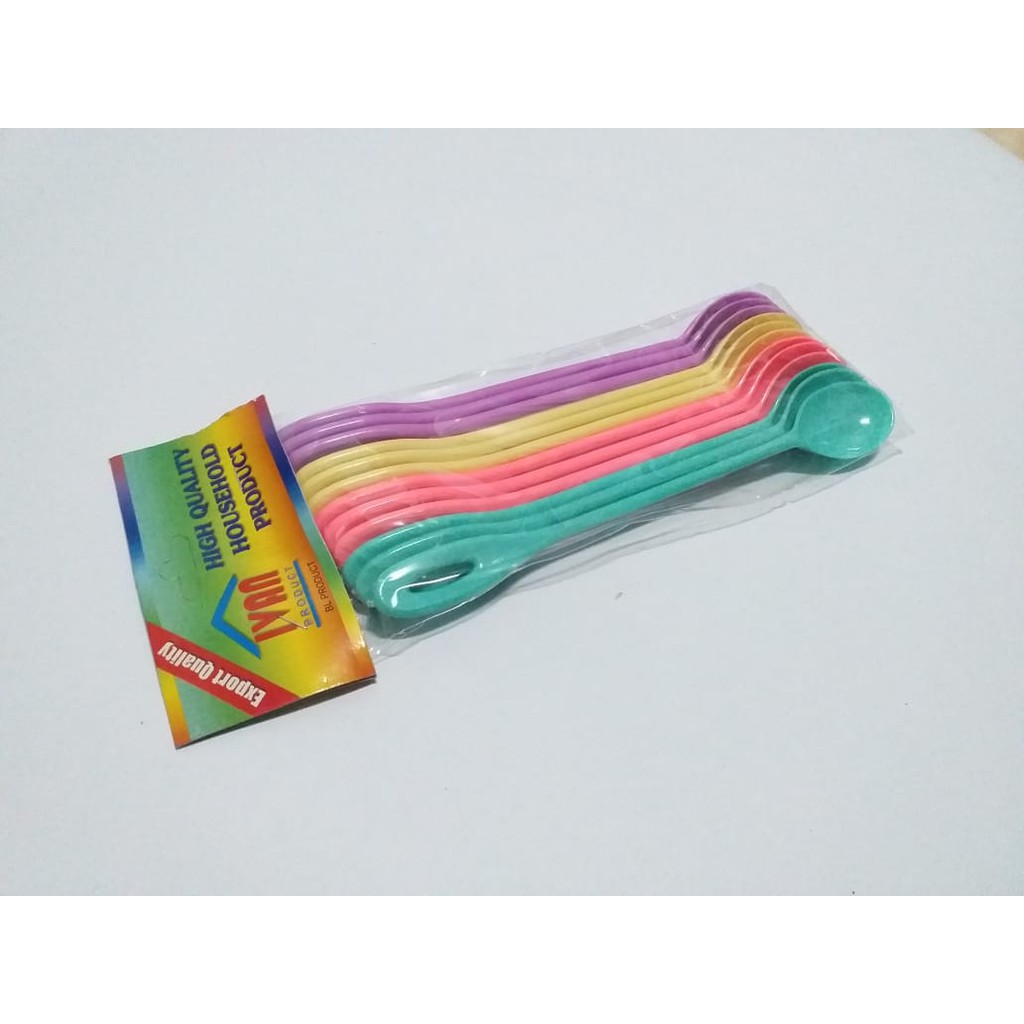 12 Pcs -  Sendok Teh Plastik Panjang / Sendok Plastik Makan Bayi / Sendok Takaran