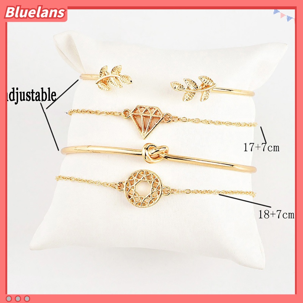 4pcs / Set Gelang Rantai Tangan Model Terbuka Dapat Disesuaikan Untuk Pesta