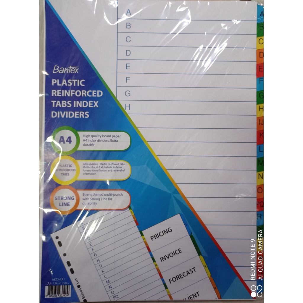 Pembatas file /Divider Bantex 6233 ( A-Z )