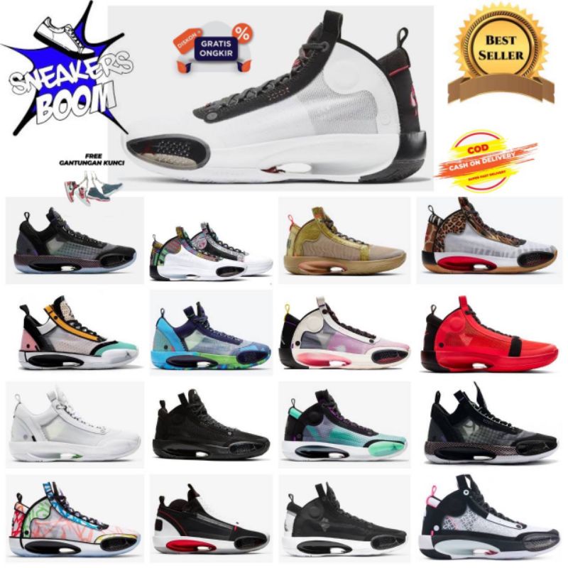 SEPATU PRIA AIR JORDAN 34 LOW HERITAGE UNITE MEN NOAH BLACK CAT HIGH PRINT HIGH QUALITY PREMIUM