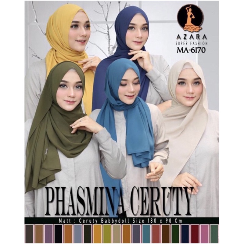 Jilbab Pashmina Ceruty Babydoll Azara 180 x 90 / HIJAB PASHMINA  AZARA CERUTY ORI