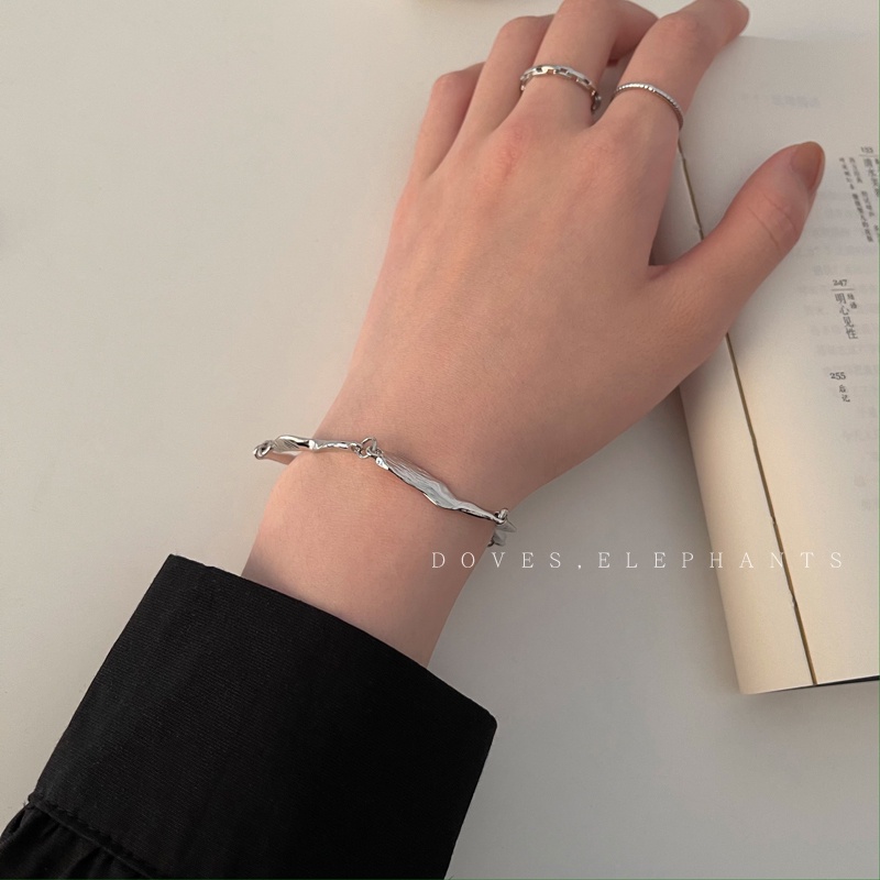 Gelang Tangan silver Desain Asimetris Gaya hip hop Untuk Wanita