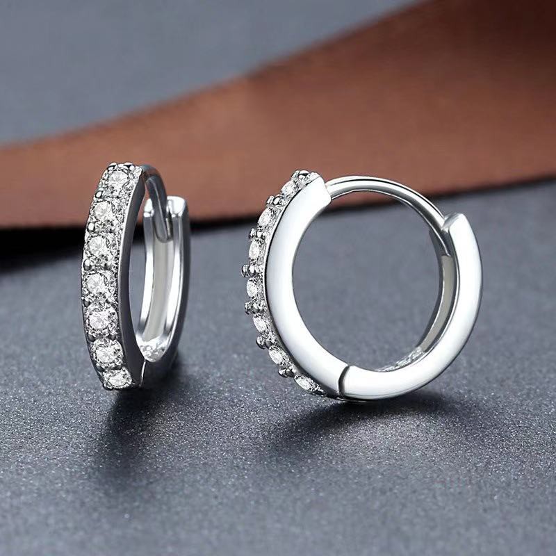 [COD] 1 Pasang Anting Tusuk Model Kristal Silver Elegan untuk Wanita