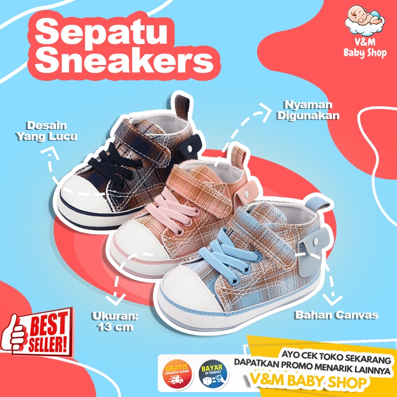 VnM091| Sepatu Prewalker Sneakers Bayi Baby Shoes Anti Slip Laki-Laki Perempuan Casual Sneakers Sport / Sepatu Bayi Traveling / Perlengkapan Bayi / Fashion Bayi