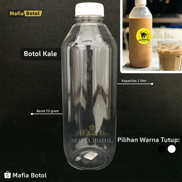 Botol plastik kale 1 L Minuman Almond Kopi Susu Jus Boba 1000 ml sirup essen SN Murah