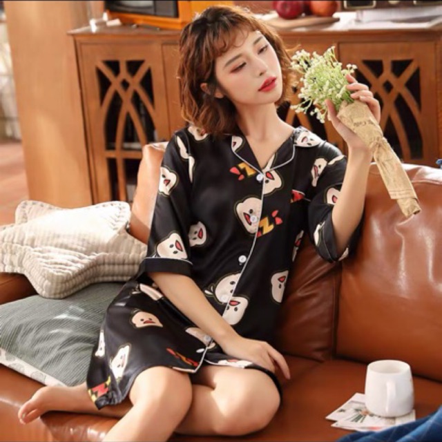 JC- Daster kerah Satin Import Premium / Daster wanita Sutra Es terbaru Import Korea / 2023 Korea Baru Dari Baju Tidur Es Piyama Wanita Tipis Sutra