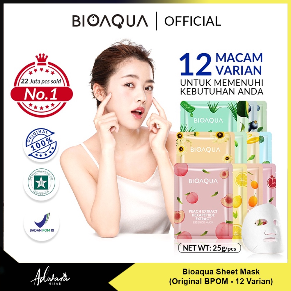 BIOAQUA Sheet Mask 25 gram Essence Face Mask Brightening Moisturizing Masker Wajah Anti Aging