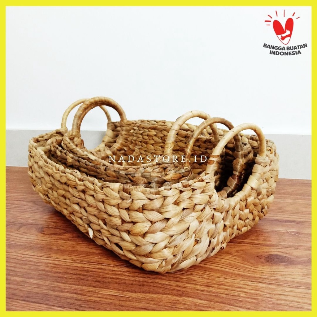 COD - Ikea Keranjang Enceng gondok Multifungsi model nampan set isi 3 / Basket water hyacinth tray