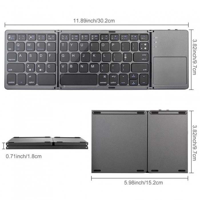 Foldable Wireless Keyboard 3 Layers With Touchpad - Keyboard Lipat B033