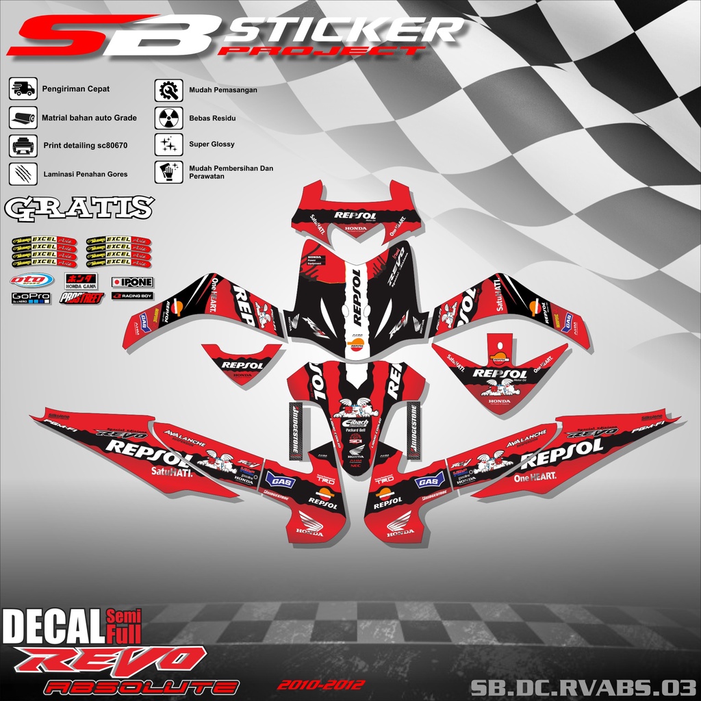 DECAL FULL BODY REVO ABSOLUTE- DECAL STICKER FULL BLOCK HONDA REVO ABSOLUTE 2010-2012  REPSOL