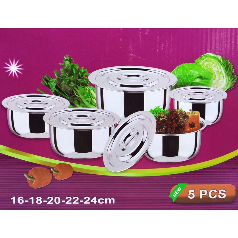 Panci Stock Pot Set Stainless Steel Ware - 5 pcs / Panci Serbaguna