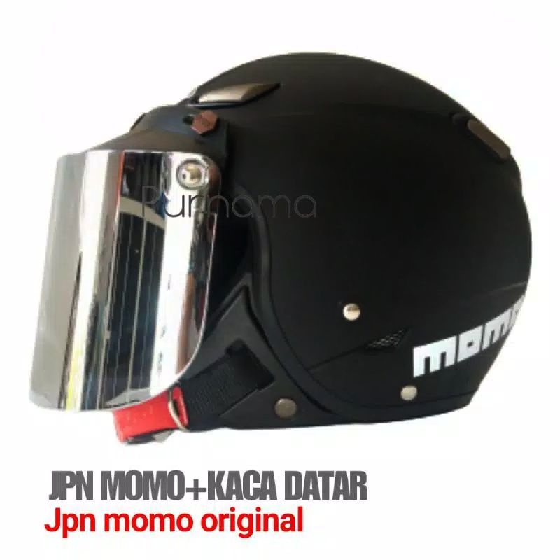 HELM JPN MOMO 07 + KACA DATAR BLACK DOFF