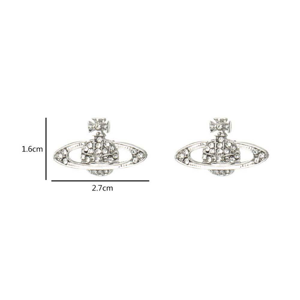 Mxbeauty Anting Planet Warna Emas Elegan Geometris Planet Pendant Ear Studs Saturnus Perhiasan Fashion Berlian Imitasi Wanita Earrings