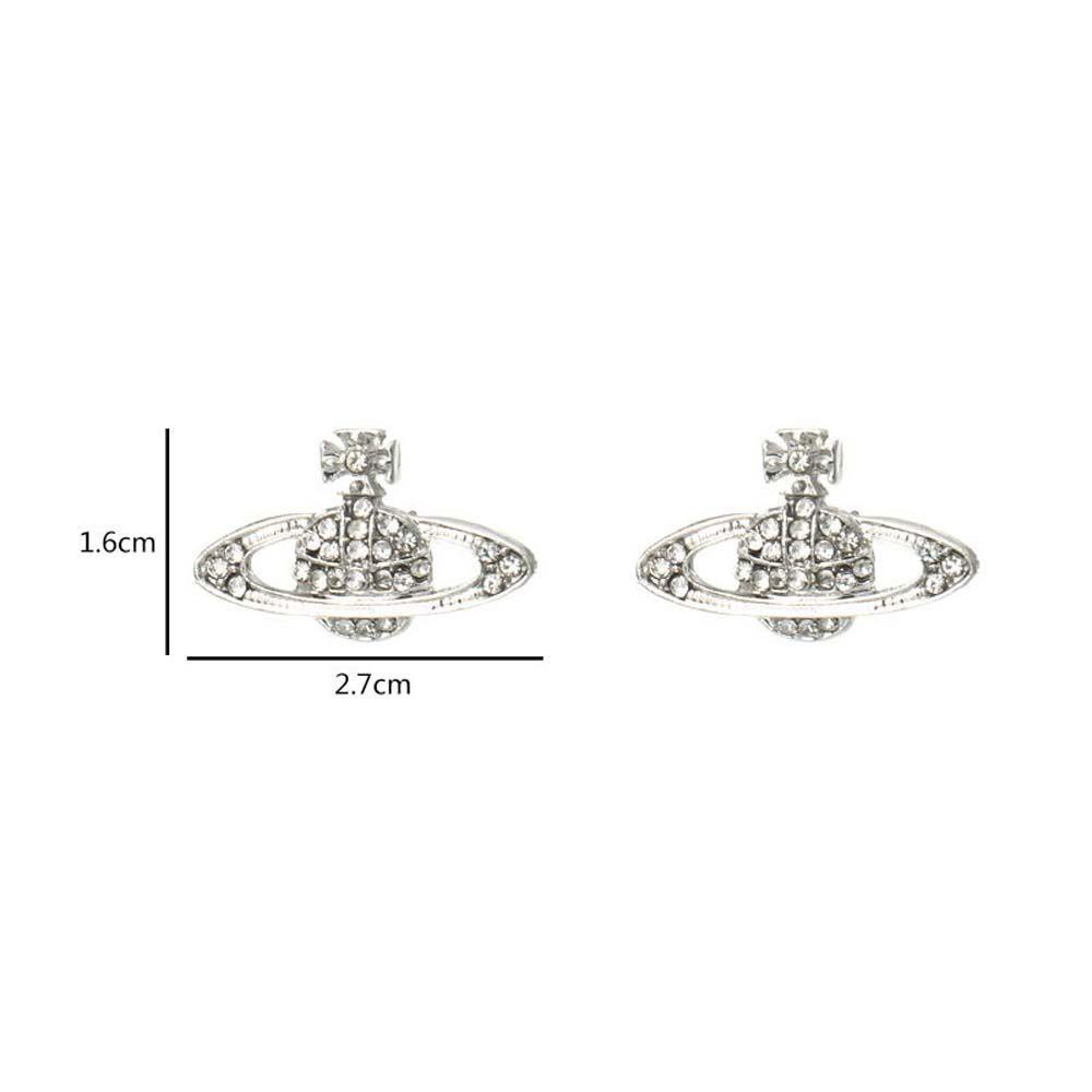 Agustinina Anting Planet Mewah Elegan Kristal Planet Liontin Saturnus Bintang Perhiasan Fashion Berlian Imitasi Wanita Earrings