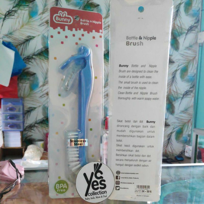 Bunny Bottle &amp; Nipple Brush 2in1 Pembersih Botol bayi Dot Stainless Steel Cewek Cowok