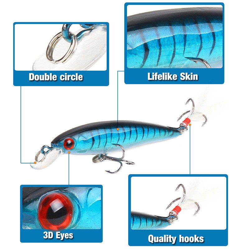 Umpan Ikan Umpan Pancing Buatan relix nusantara CrankSet Kail Pancing CrankBait Sinking Minnow Alat Pancing Plastic Bait Alat Pancing Murah Umpan Mancing Umpan Mancing Umpan Pancing 7g/9cm