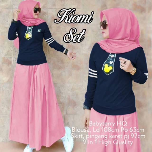 SET KIOMI SET BAJU ROK MUSLIM / SETELAN KIOMI LENGAN PANJANG / BAJU BABYTERRY / KOLEKSI SET WANITA