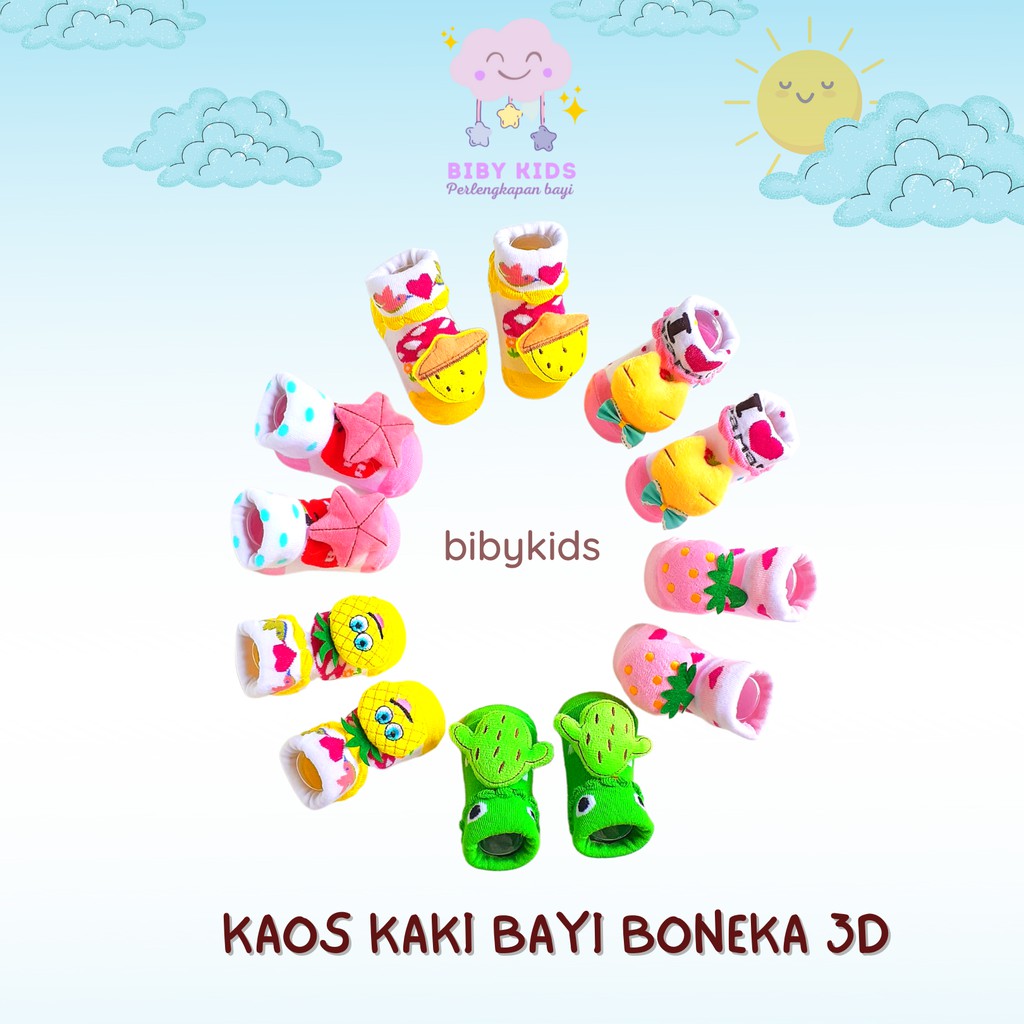 SNI Kaos Kaki Bayi Baru Lahir Boneka 3D Lucu Perlengkapan Anak Cewek Murah Anti Selip Newborn