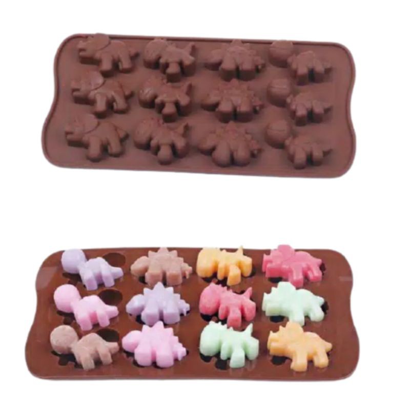 Cetakan Coklat Dinosaurus Silikon Pudding Jelly Coklat Es Bentuk Dinosaurus - Cetakan Dino - Silicone Mold Bentuk Dino Serbaguna