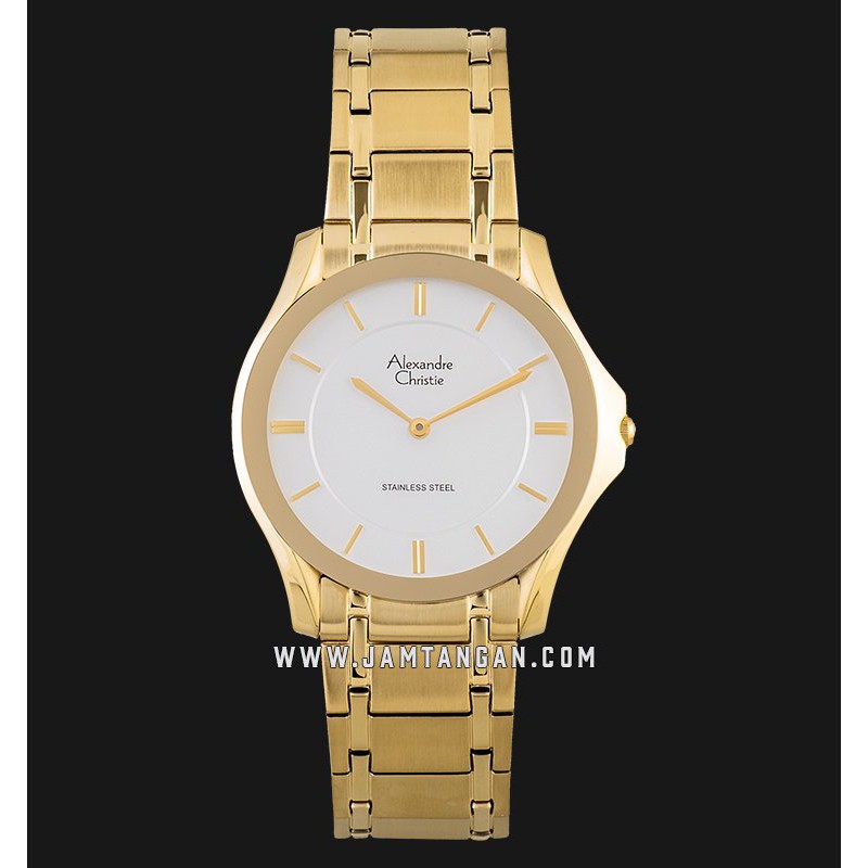 Alexandre Christie AC 8605 MH BGPSL Silver Dial Gold Stainless Steel Strap